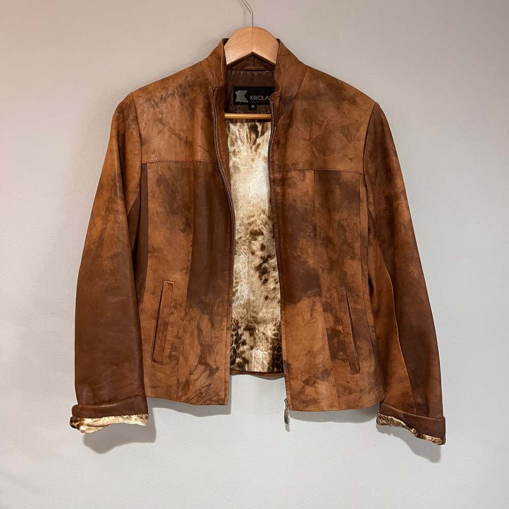 Kircilar Vintage 100% Genuine Leather Jacket, 100% satin lining, unisex Medium